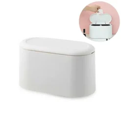 Discount Ö-formad Bordssopbehållare med Lock, Mini Sopbehållare Bordssopbehållare, Badrums Kosmetikbehållare Bordssopbehållare för Kök Badrum Kontorsbord Toalett C | Fyndiq