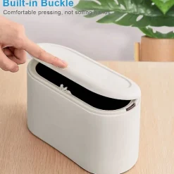 Discount Ö-formad Bordssopbehållare med Lock, Mini Sopbehållare Bordssopbehållare, Badrums Kosmetikbehållare Bordssopbehållare för Kök Badrum Kontorsbord Toalett C | Fyndiq