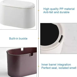 Discount Ö-formad Bordssopbehållare med Lock, Mini Sopbehållare Bordssopbehållare, Badrums Kosmetikbehållare Bordssopbehållare för Kök Badrum Kontorsbord Toalett C | Fyndiq