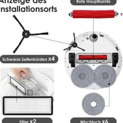 Online För Roborock Qrevo S/Qrevo MaxV/Qrevo Pro Huvudsidoborstar Hepa-filter Moppdukar Dammpåsar Ersättning