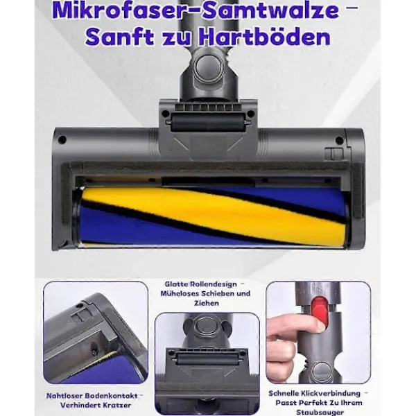 Hot För V7 V8 V10 V11 V15 Mjuk Rulle Golvborste med Grön LED-lampa för Parkett, Kakel och Hårda Golv