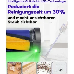Hot För V7 V8 V10 V11 V15 Mjuk Rulle Golvborste med Grön LED-lampa för Parkett, Kakel och Hårda Golv