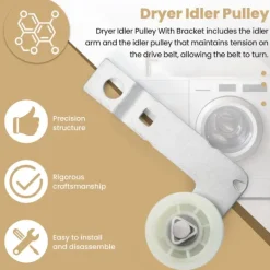 New för W10837240 Torktumlare Spännrulle med Fäste, Ersättningsdel för Kenmore Torktumlare
