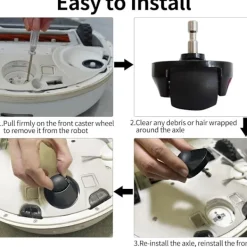 INF Framhjul Kompatibelt med Roborock S6/S5 Max/E4-serien Dammsugare, 360° Rotation för Smidig Navigation