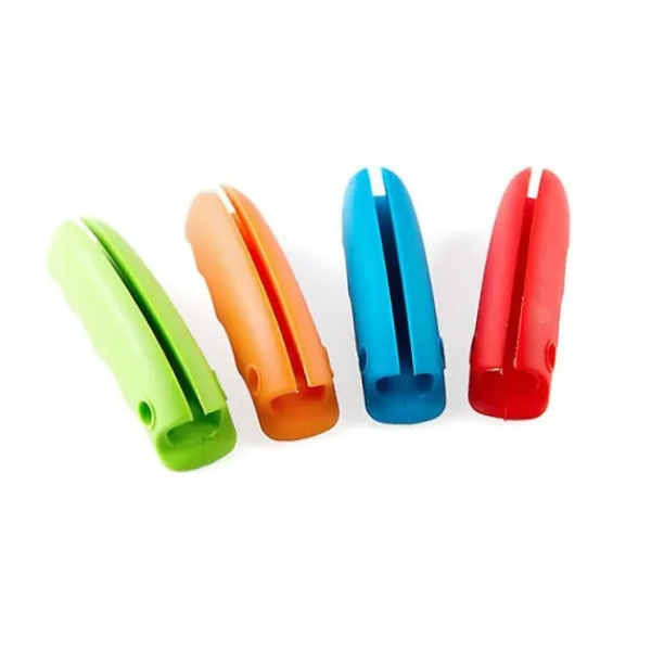 Best Färgglatt silikonhandtag för shoppingkassar, skyddar händerna, bärhandtag, livsmedelshållare, bekvämt grepp, slumpmässig färg (4 stycken)