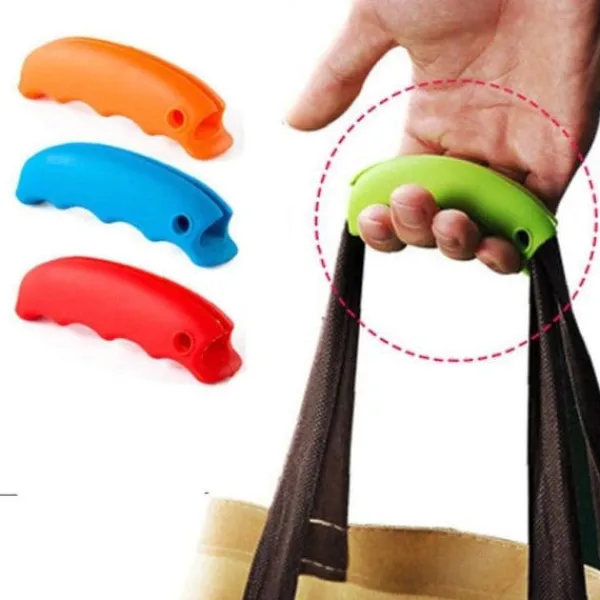 Best Färgglatt silikonhandtag för shoppingkassar, skyddar händerna, bärhandtag, livsmedelshållare, bekvämt grepp, slumpmässig färg (4 stycken)