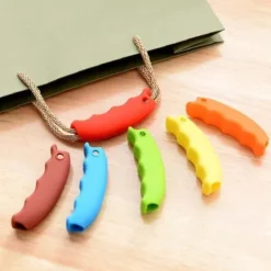 Best Färgglatt silikonhandtag för shoppingkassar, skyddar händerna, bärhandtag, livsmedelshållare, bekvämt grepp, slumpmässig färg (4 stycken)