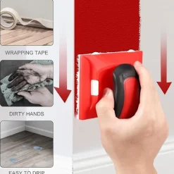 Best DAO Färgkantstrimmer med 4 Ersättningsdynor, Färgdynaapplikator, Tvättbar Vägghörn- och Kanttri Db Red