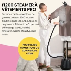Clearance FRIDJA f1200 Pro 2200W ångstrykare, 3L tank, dubbel ånga, idealisk för alla tyger, modern design i off-white