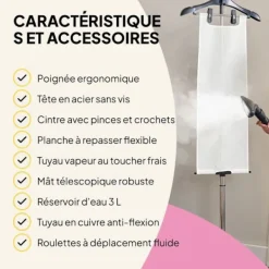 Clearance FRIDJA f1200 Pro 2200W ångstrykare, 3L tank, dubbel ånga, idealisk för alla tyger, modern design i off-white