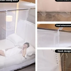 Sale Fristående myggnät för säng – Med stödkonstruktion och öppningsbar sida, skydd mot insekter