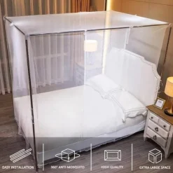 Sale Fristående myggnät för säng – Med stödkonstruktion och öppningsbar sida, skydd mot insekter