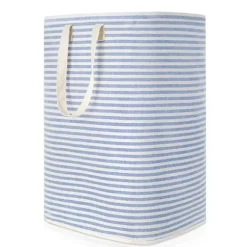 Fristående tvättkorg, hopfällbar stor tvättkorg med lätta bärhandtag för kläder, leksaker, blå