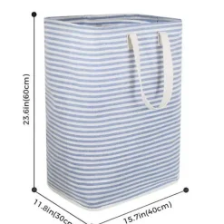 Fristående tvättkorg, hopfällbar stor tvättkorg med lätta bärhandtag för kläder, leksaker, blå