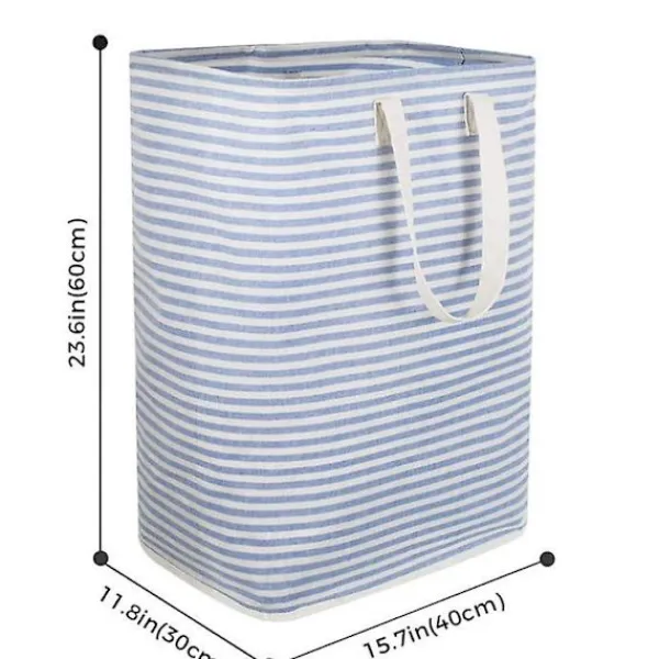 Fristående tvättkorg, hopfällbar stor tvättkorg med lätta bärhandtag för kläder, leksaker, blå