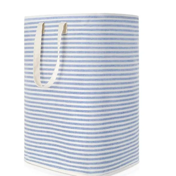 Fristående tvättkorg, hopfällbar stor tvättkorg med lätta bärhandtag för kläder, leksaker, blå