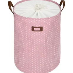 New Fristående tvättkorg med lock, hopfällbar extra stor tvättkorg med dragsko och handtag (rosa)