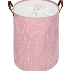 New Fristående tvättkorg med lock, hopfällbar extra stor tvättkorg med dragsko och handtag (rosa)