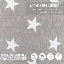 Sale Fristående tvättkorg med lock, 19 tum, hopfällbar stor tvättkorg med dragsko och läderhandtag