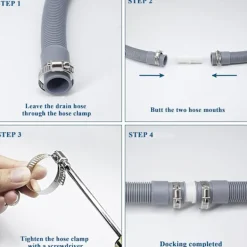 Outlet Förlängningsslang för tvättmaskiner, 1,5 m universell tvättmaskinsslang, avloppsslang för diskmaskin, förlängningsset{hw}