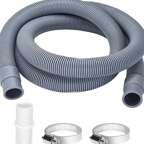 Clearance Förlängningsslang för tvättmaskiner, 1,5 m universell tvättmaskinsslang, avloppsslang för diskmaskin, förlängningsset