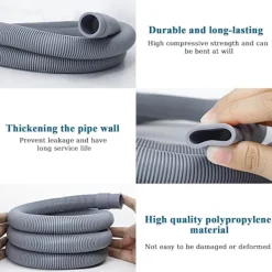 Clearance Förlängningsslang för tvättmaskiner, 1,5 m universell tvättmaskinsslang, avloppsslang för diskmaskin, förlängningsset