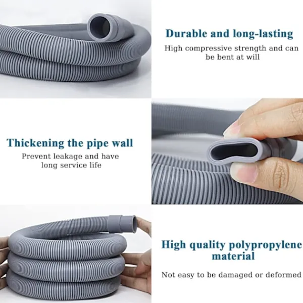 Clearance Förlängningsslang för tvättmaskiner, 1,5 m universell tvättmaskinsslang, avloppsslang för diskmaskin, förlängningsset