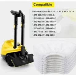 Best Förpackning med 8 Mikrofiberhättor för Kärcher, Dukar för Handmunstyckstillbehör för Ångtvättar SC 1, 2, 3, 4, 5/NC/