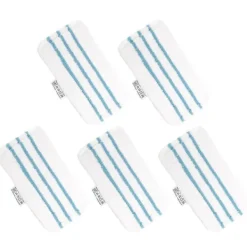 New unbranded Förpackning med 5 tvättbara mikrofiberkuddar för Black&Decker ångmopp, ersättningsöverdrag kompatibelt med FSM1616, FSM1630 White Blue WhiteBlue