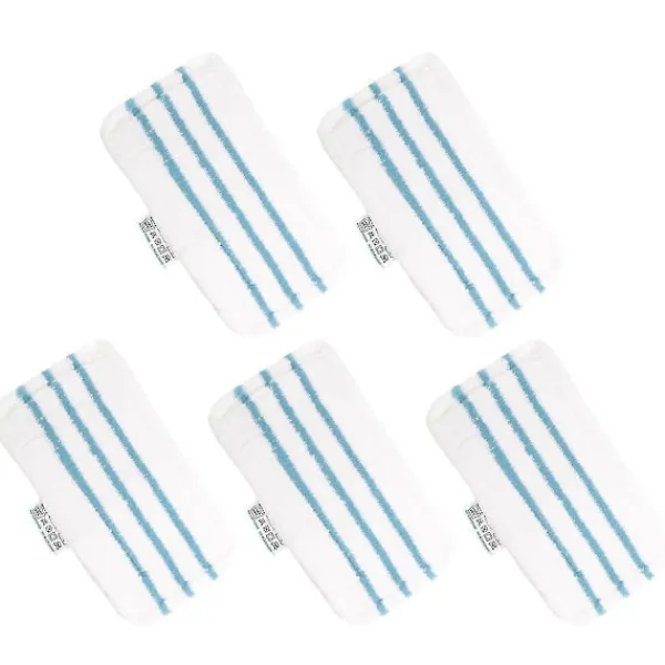New unbranded Förpackning med 5 tvättbara mikrofiberkuddar för Black&Decker ångmopp, ersättningsöverdrag kompatibelt med FSM1616, FSM1630 White Blue WhiteBlue