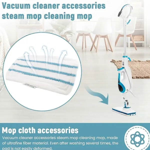 New unbranded Förpackning med 5 tvättbara mikrofiberkuddar för Black&Decker ångmopp, ersättningsöverdrag kompatibelt med FSM1616, FSM1630 White Blue WhiteBlue