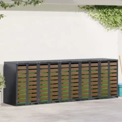 Clearance vidaXL Förvaring för 3 soptunnor Antracit 340 x 77,5 x 115,5 cm Stål