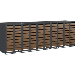 Clearance vidaXL Förvaring för 3 soptunnor Antracit 340 x 77,5 x 115,5 cm Stål