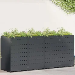Sale vidaXL Förvaring för 4 soptunnor Antracit 272 x 77,5 x 121,5 cm
