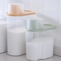 New Förvaringslåda för tvättmedel med lock, plastburk, kreativ behållare för hushållet, speciallåda för tvättmedel, förvaringshink 1 Nordic Blue 2.5L