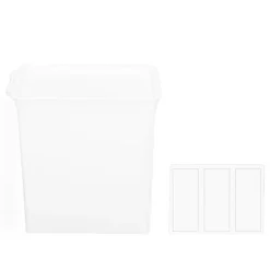 Förvaringslåda i plast för skrivbord med lock, dammtät hållare, etikettetiketter 12x7,8x14,6cm 4,7x3x5,7tum