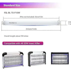 Hot Fsl T8 F10w Bl Ersättningslampa - Uv-rör Kompatibel med Mygg-/insektsdödarlampa (2 st) Utgåva 0626 5