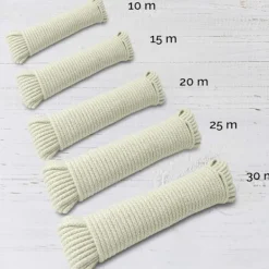 New g Line Rep Tvättlina Utomhus Klädstreck Utomhus Fleranvändningsbar Flätad Bomull Mjukt Rep för Trädgård, Konst och Hantverk | 4mm (20M) 20M White