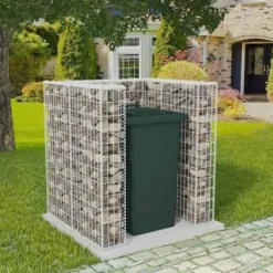 vidaXL Gabionkorg med skydd för 1 soptunna stål 110x100x120 cm