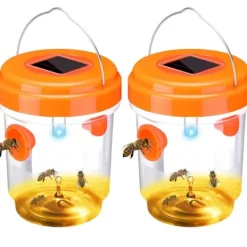 Online Getingfälla, 2-pack getingfällor för utomhusbruk, bålgetingsfälla, snickarbi-fällor för utomhusbruk, återanvändbar hängande bålgetingsfälla Orange