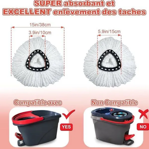 Hot Generic GFRED 3-pack Mikrofibermopp Ersättning Kompatibel med Vileda Turbo 3 i 1 EasyWring och Clean Mopprefill