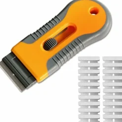 Discount Glas- och keramiskt glasskrapa - Glasrengöringsverktyg med 20 reservdelar för borttagning av packningsetiketter, dekaler och ugnslim