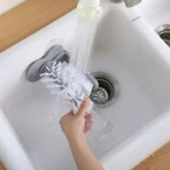 Outlet Xuigort Glasborste med sugkoppbas, dubbelsidiga borst, glasrengörare, fristående flaskrengörare