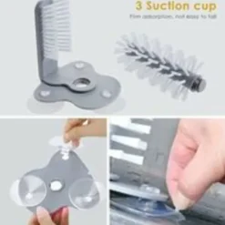 Outlet Xuigort Glasborste med sugkoppbas, dubbelsidiga borst, glasrengörare, fristående flaskrengörare