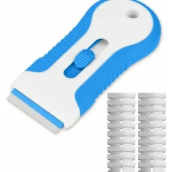 Sale Glasskrapa för häll, inklusive 20 extra skrapblad, multifunktionell rengöringsskrapa för att skrapa etiketter, dekaler, klistermärken, tätningsmedel | Fyndiq