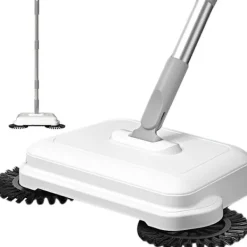 Clearance Golvsopare, 2-i-1 360° Roterande Handdriven Sopmaskin, Högeffektiv Matta
