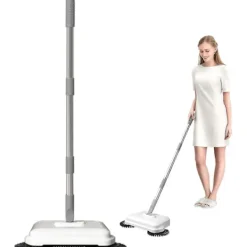 Clearance Golvsopare, 2-i-1 360° Roterande Handdriven Sopmaskin, Högeffektiv Matta