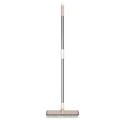 Clearance Golvtvättborste i silikon med långt handtag, 2 i 1 skrapa och borste, badkar och kakelborste för rengöring av badrum, uteplats, kök, vägg (gul)