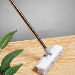 Sale Golvtvättborste med handtag, 2 i 1 skrapa och borste, badkar och kakelborste för rengöring av badrum, uteplats, kök, vägg (vit)（Vit）