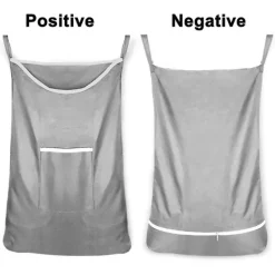 Outlet Grå slitstark Oxford-väska tvättkorg väska, över dörren tyg korg med krokar, för badrum, förvaring, vägg, garderob, 75x50cm